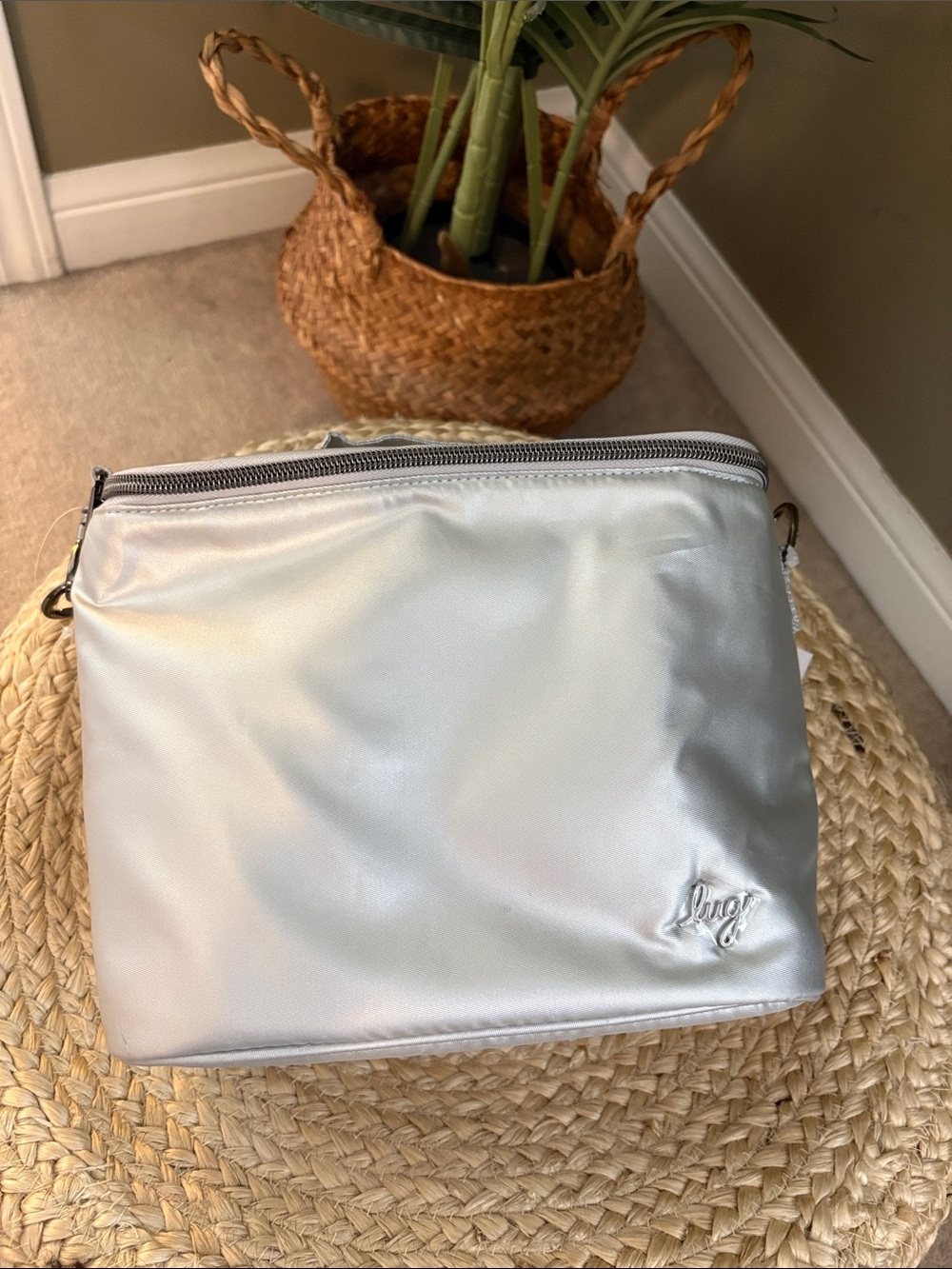 NWT Lug Metalic Silver Nibble Crossbody Lunch Tote